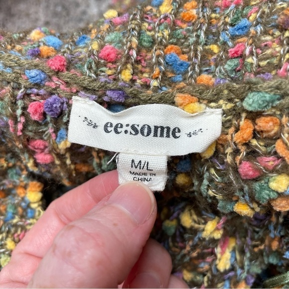 Ee:some Multicolor Speckle Knit One Shoulder Balloon Sleeve Sweater Medium Large - Picture 6 of 10